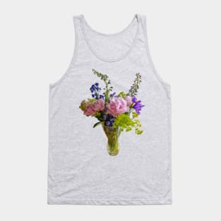 Peony Iris and Delphinium in a Vase Floral Photo Tank Top